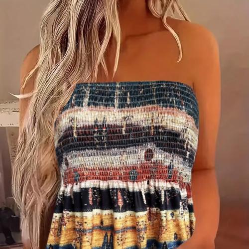 Polyester Slim Tube Top & off shoulder printed mixed colors PC