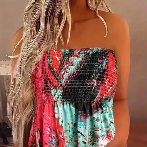 Polyester Slim Tube Top & off shoulder printed mixed colors PC