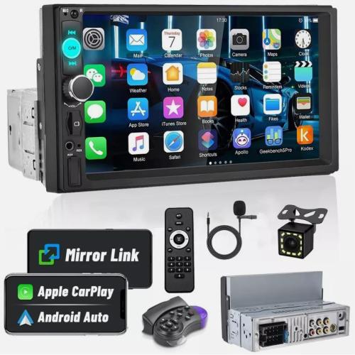 7inch Single 1Din Touch Screen Car Stereo Radio For Apple/Android CarPlay Bluetooth