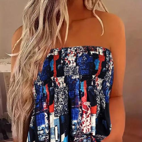 Polyester Slim Tube Top & off shoulder printed mixed colors PC