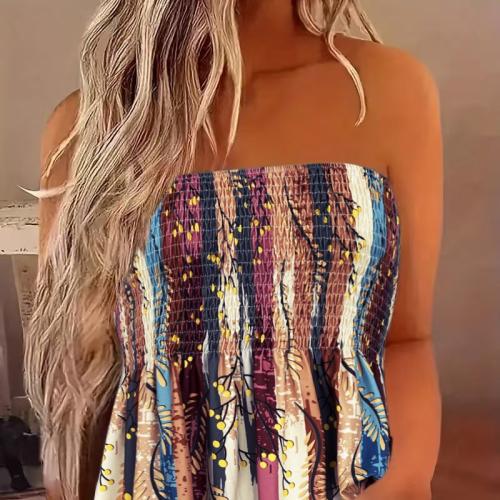 Polyester Slim Tube Top & off shoulder printed mixed colors PC