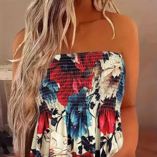 Polyester Tube Top Afgedrukt Bloemen gemengde kleuren stuk