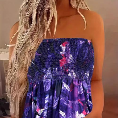 Polyester Tube Top Afgedrukt Bloemen gemengde kleuren stuk