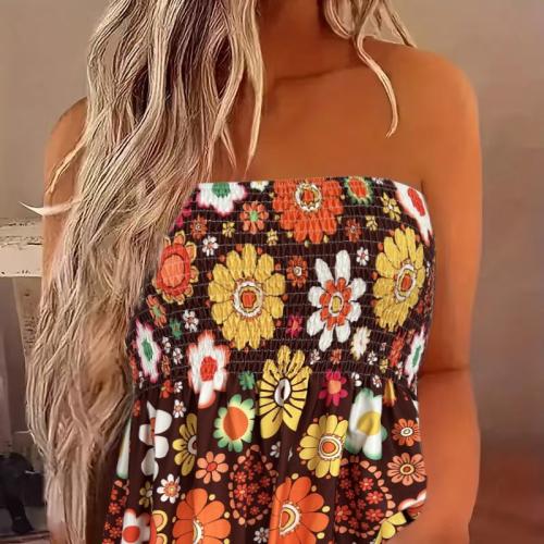 Polyester Tube Top Afgedrukt Bloemen gemengde kleuren stuk