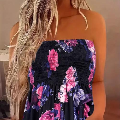 Polyester Tube Top Afgedrukt Bloemen gemengde kleuren stuk