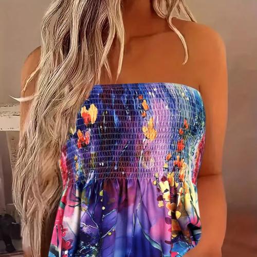 Polyester Slim Tube Top & off shoulder printed mixed colors PC