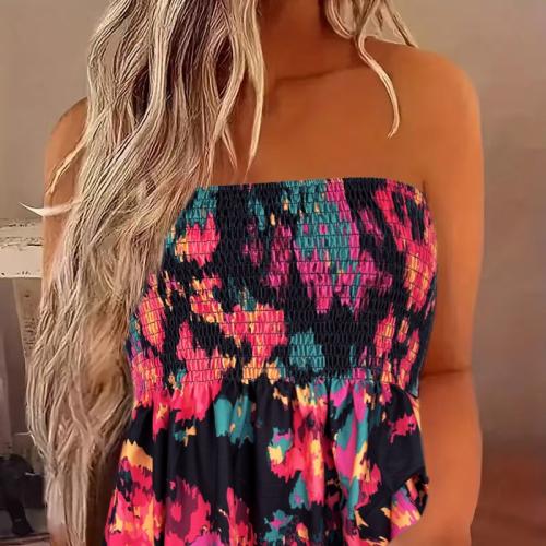 Polyester Slim Tube Top & off shoulder printed mixed colors PC