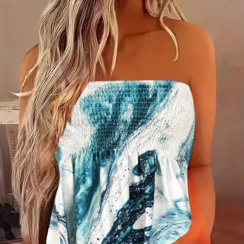 Polyester Slim Tube Top & off shoulder printed mixed colors PC