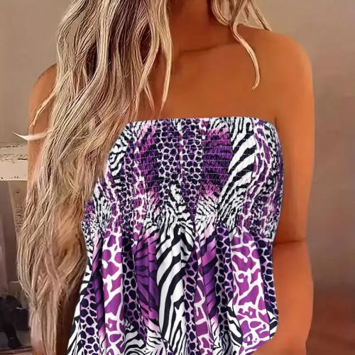 Polyester Slim Tube Top & off shoulder printed mixed colors PC