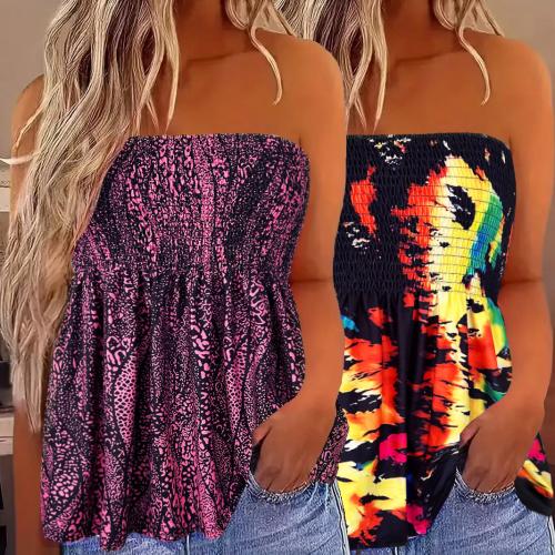 Polyester Slim Tube Top & two piece & off shoulder printed Set