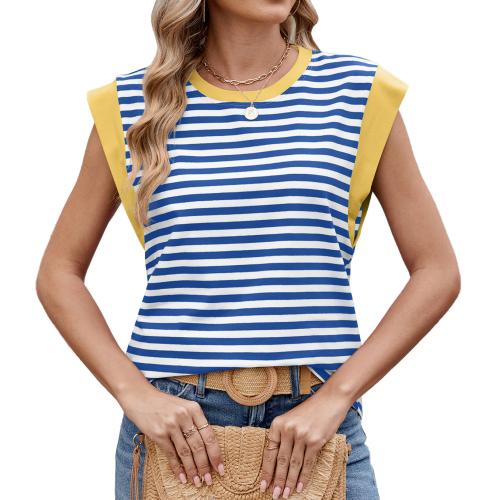 Rayon & Spandex & Polyester Women Sleeveless T-shirt & loose striped PC