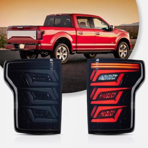 For  2015-2020 Ford F150 Black Sequential Full LED Brake Tail Lights Pair