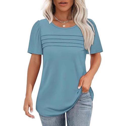 Women's Loose U-collar Spring and Summer New T-shirt Short Sleeve