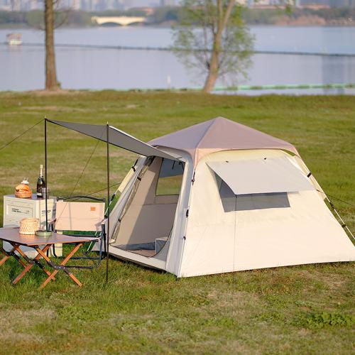 Tent portable folding automatic quick opening outdoor 3-4 people silver rainproof tent