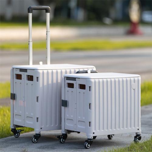 New four-wheel foldable storage trolley cart camping plastic trolley