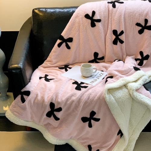 Bowknot comfortable velvet casual blanket autumn and winter thickened blanket