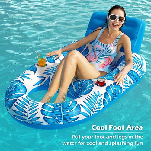 New multi-functional inflatable recliner floating water bed with cup holder