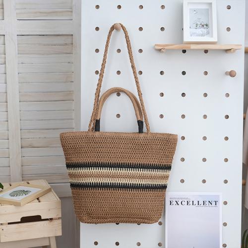 Straw Large Capacity Bag for Women Fashion Stripesd Shoulder Bag Beach Bag