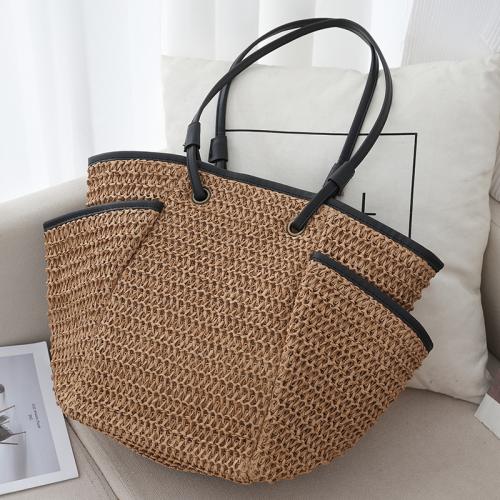 Straw Woven Bag Large Capacity Tote Bag Shopping Bag Casual Woven Bag for Vacation