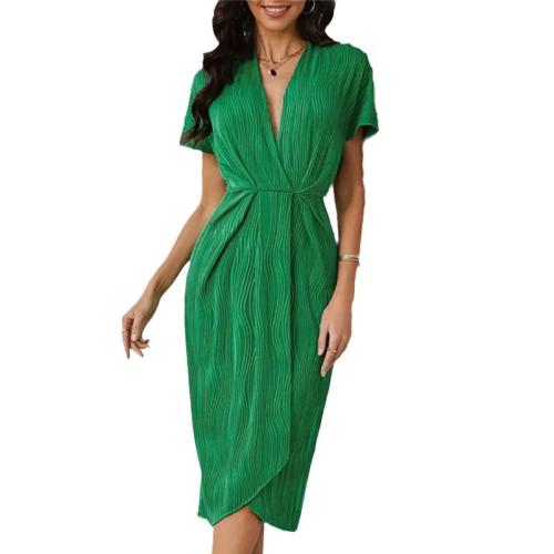 Solid Color V-neck Dress Women's High-end Fashion Knitted Sleeveless Dress