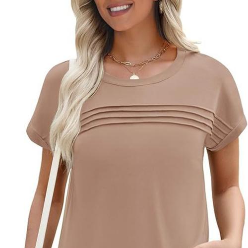 Women's Crewneck Pull Short-sleeved Solid Color All-match Shirt