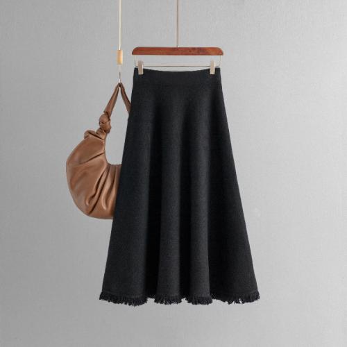 Knitted Skirt Tassel A-Line Skirt High Waist Slimming Fashionable Skirt