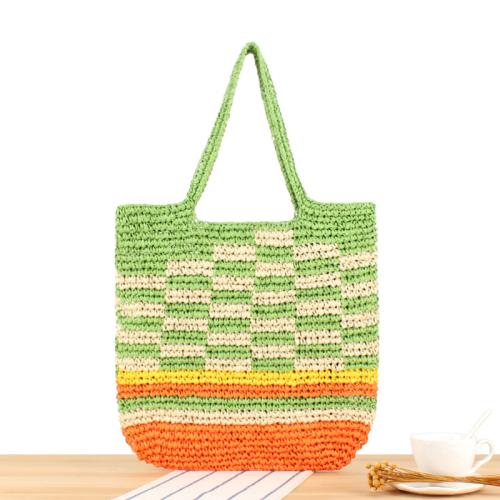 New casual large capacity square shoulder paper rope woven bag