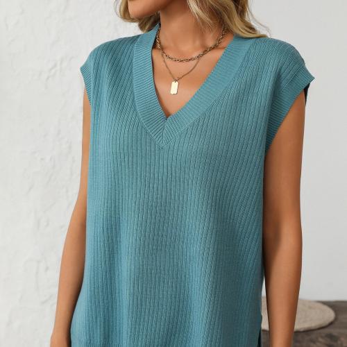 Women's V-neck Sleeveless Casual Loose Pullover Sweater Vest