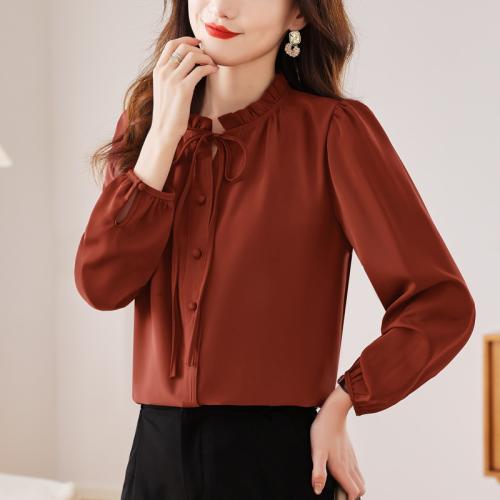 Spring New Elegant Style Lace-up Shirt Commuter High-end Puff Sleeve Shirt