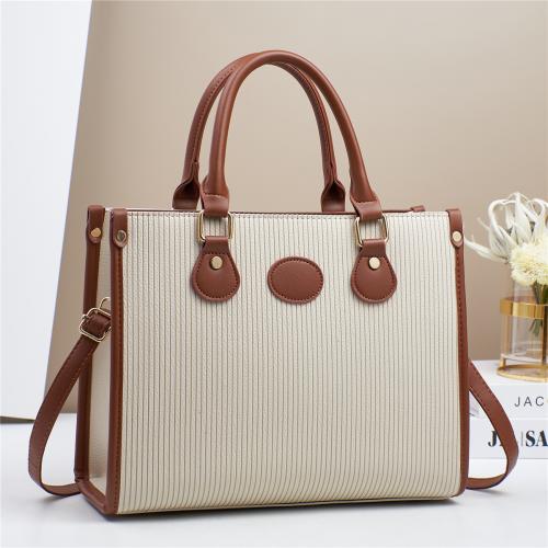 PU Leather easy cleaning Handbag contrast color & attached with hanging strap Solid PC