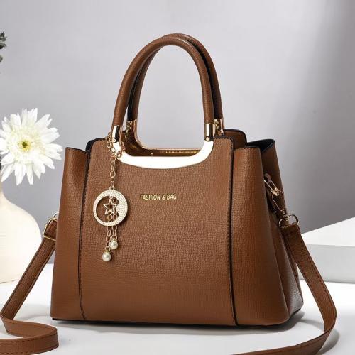 New Litchi Grain Solid Color Simple Handbag Large Capacity Bag