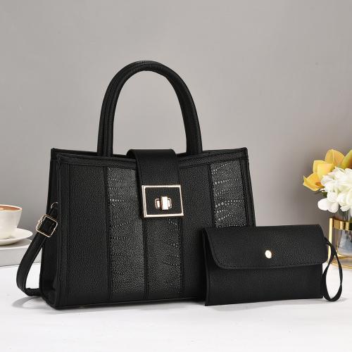 PU Leather hard-surface & Concise Bag Suit two piece Solid Set