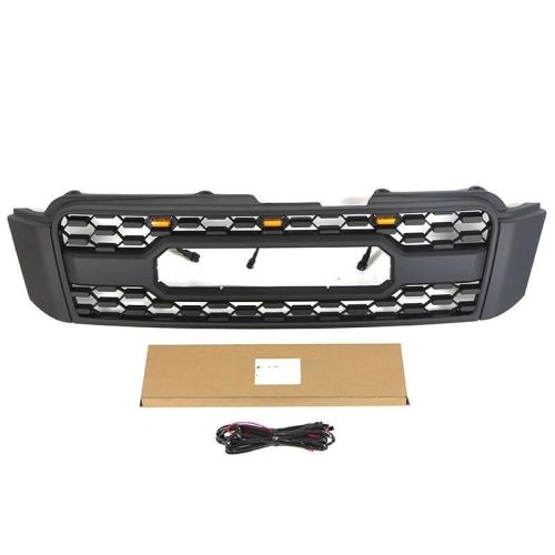 Black Front Grille Fits For Toyota Highlander 2004-2007 Upper Grille W/Amber Led