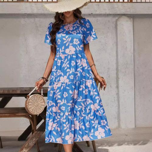 New elegant ladies flower fashion multi-layer ruffled patchwork long dress