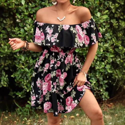 Summer New Elegant Women's Floral Printed Off-Shoulder dress