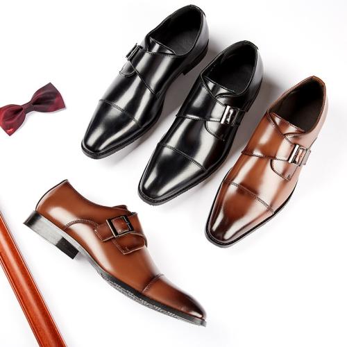 Microfiber PU Synthetic Leather & Rubber & Cowhide Men Dress Shoes Pair