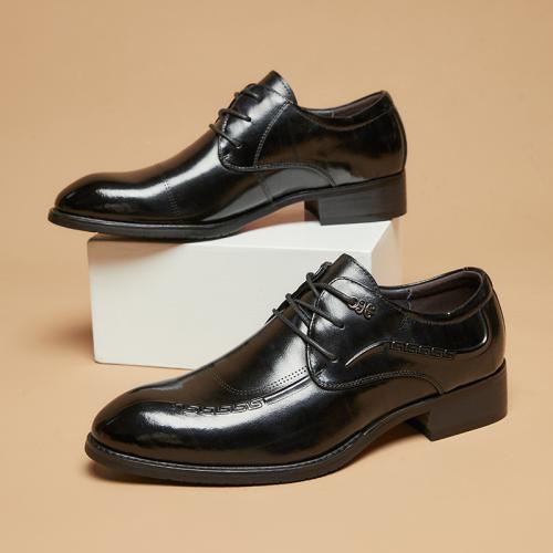 Full Grain Cowhide Leather & Pigskin Leather & Rubber Men Dress Shoes black Pair