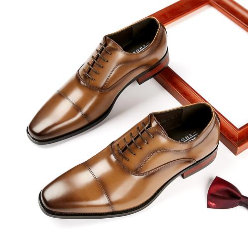 Microfiber PU Synthetic Leather & Rubber & Cowhide Men Dress Shoes Pair