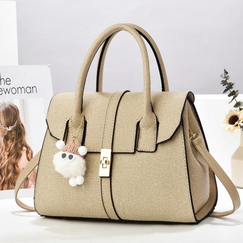 PU Leather Easy Matching Handbag with hanging ornament & attached with hanging strap Solid PC