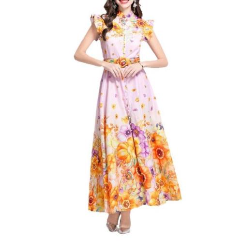 Elegant and fashionable high-end vacation dress new flower long dress