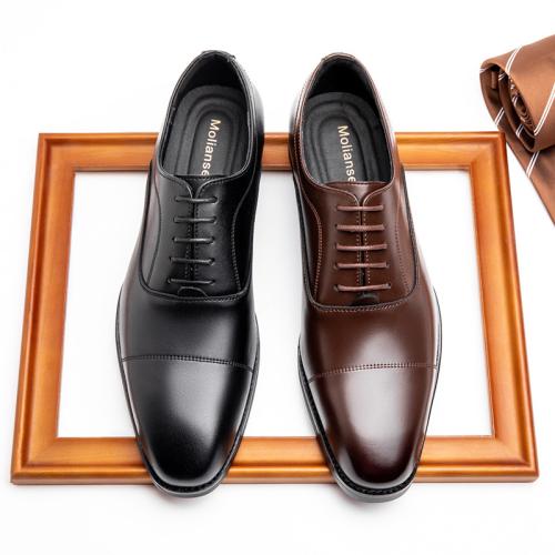 Pigskin Leather & Cowhide Men Dress Shoes Pair