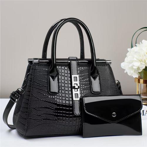 New Crocodile Pattern Patchwork Bag Fashionable Leather Handbag Large Capacity