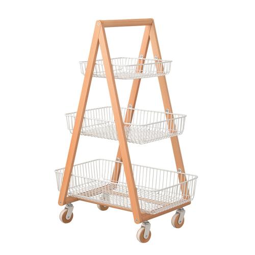 Wooden Cart Storage Supplies Fitting Rack Three-Layer Storage Rack Snack Shelf