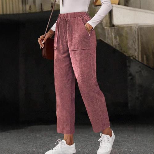 Cross-border 2024Wish Amazon Independent Station New Autumn and Winter Corduroy Casual Solid Color Pocket Straight Pants Women