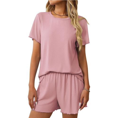 Solid Color Pit Pajamas Short-sleeved Home Wear suit