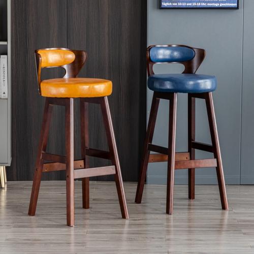 Household Solid Wood Bar Chair Modern Simple High Stool Kitchen Light Luxury Bar Stool