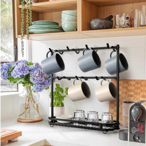 Coffee Cup Storage Rack Cup Holder Punch-free Iron Mug Hanger