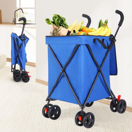 Multifunctional Shopping Cart Pet Cart Household Folding Trolley Camping Small Trailer