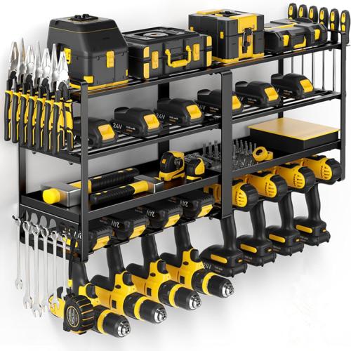 Four-layer electric drill rack wall-mounted power tool rack garage rack