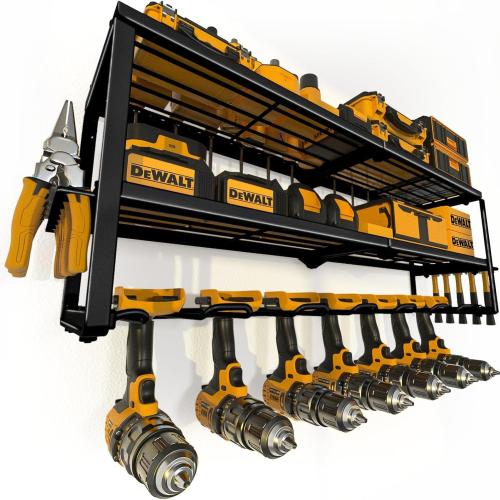 Power Tool Holder and Storage Shelf for Garage Organization, Heavy Duty Metal Tool Shelf